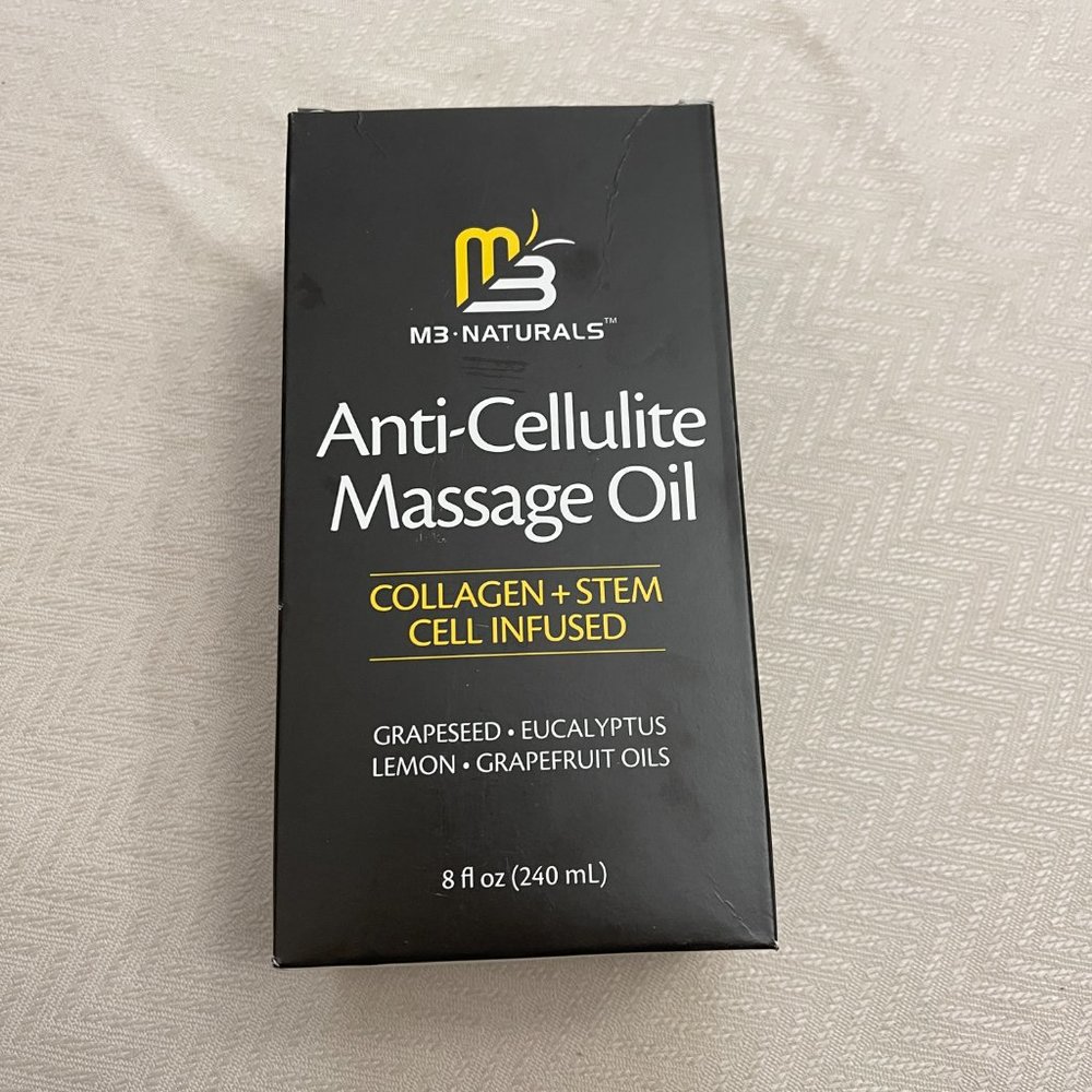 M3 Naturals Anti-Cellulite Massage Oil Infused with Collagen and Stem Cell, 8 oz